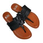 Gianni Bini Womens 6.5 Heat Wave Black Leather Thong Sandal Photo 1