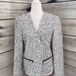Topshop White & Black Tweed Open Front Zipper Pocket Blazer Jacket Photo 4