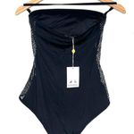 Babajaan NAOMI SWIMSUIT FISH NET CUT SIDE BLACK METALLIC NWT Photo 0