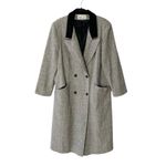 VINTAGE JENNIFER CHASE Wool Herringbone Longline Pea Coat Jacket Gray Size XL Photo 4