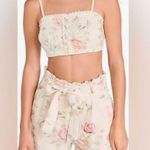 CAROLINE CONSTAS Linen Blend Printed Crop Top With Pull On Shorts Size XS Photo 1