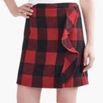 J.Crew buffalo check wool ruffled mini skirt 8 Black Photo 0