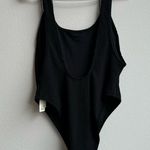 Aerie NWT  Size Large Crinkle Cheeky Coverage One Piece Swimsuit Black Scoop Back Photo 5