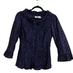 Harvé Benard Harve Benard Crinkle Blouse Goth 3/4 Sleeve Button Down Ruffle Detail Medium Photo 0