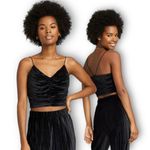 Wild Fable NWT Black Velvet Strappy Pleated Bralette Crop Top Party New Large Photo 2