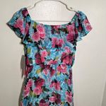 Betsey Johnson Off-The-Shoulder Floral Maxi Dress Malibu Blue Photo 9