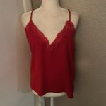 SheIn Red V-Neck Lace Trim Camisole Top L Coquette Girl Feminine Intimates Cozy Photo 2