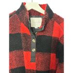American Eagle Red & Black Plaid Oversized 1/4 Sherpa Pullover Jacket Large New Photo 1