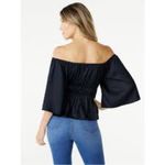 NWT Sofía Jeans black bell sleeve peplum top blouse on or off shoulder Size XS Photo 3