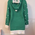 No Boundaries Nobo Green Hooded Sherpa Sweater/Dress Sparkling Christmas Tree Pom Poms Jr L Photo 2