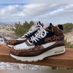 NEW Esse Ut‎ Esse Leopard Cheetah Midi Leather Air Brain Sneaker Animal Print Black Size 5 Photo 2