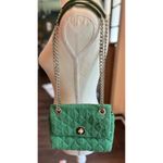Kate Spade Natalia Solid Quilted Tweed Crossbody Kelly Green Gold Chain New Photo 9