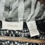 Chico's  Vest 3 Sheer Black White Boho Art To Wear Crochet Back Whimsical Boho Photo 1