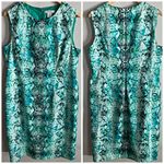 Liz Claiborne  Turquoise Snakeskin Print Sheath Dress 18 Curvy Fit Cotton Blend Photo 1
