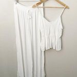 Salty Lemon | SET White Smocked Tank Wide Leg Gauze Lace Pants White Tassel | XL Photo 0
