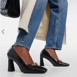 Tory Burch Jessa Pumps Black leather Heels Gold Horse bit Detail square heel Photo 0