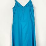 Eddie Bauer  Cotton Dress Turquoise Embroidered Fit and Flare Sun Summer Size 6P Photo 3
