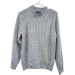 Karen Scott  Marled Button Neck Cable Knit Sweater Pullover Gray Size Medium Photo 0