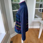 Lands' End Land’s End Heritage Fleece Navy Blue Rainbow Stripe Quarter Snap Sweatshirt M Photo 2