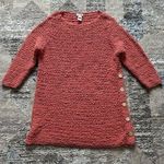 J Jill Sweater Womens Small S Coral Boat Neck Chunky Open Knit 3/4 Sleeve Tunic Pink Photo 0