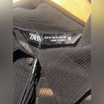 ZARA  black chiffon tweed pockets long sleeve collar blouse NWT Photo 8