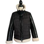 Michael Kors Michael  Shearling Trim Faux leather sleeves Puffer Jacket. SZ.L Photo 1