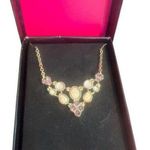 Vintage Avon SAQ Orchid Bliss Delicate Frontal Necklace Pink Gold Tone New Box Photo 0