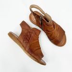 Miz Mooz Flaire Sandals Size 38 *WIDE* (US 7.5-8) Leather Ruched Brandy Zipper Photo 2