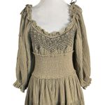 Free People Bohemian Witchy Gypsy Midi Maxi Gauze Dress Olive Large Renaissance Photo 5