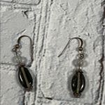 Teardrop Grey Charcoal Black Iridescent Silver Beaded Necklace and Earring Set Photo 6