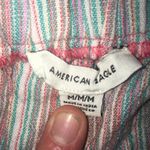 American Eagle  M striped paper bag raw string shorts Photo 1