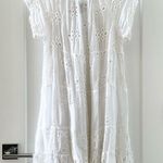 Johnny Was White Eyelet Lace Mini Bay Doll Dress Swim Coverup With Slip Size S Photo 3