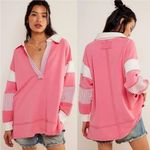Free People NEW w Tags Camellia Pink Striped Pullover Top, Small, MSRP $128 Photo 1
