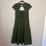 Banana Republic Square Neck Cotton Smocked Midi Dress Olive Green Photo 5