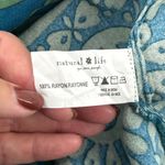 Natural Life Maribel Boho Floral Print Tassel Tie Neck Blouse Top XS Teal Sage Photo 8