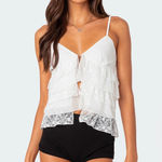 Edikted  white lacey split front ruffle tank Photo 0