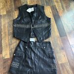 Understated Leather Understated for free people Black Leather Studded Skirt and vest Photo 4