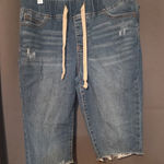 Energie Denim Bermuda Shorts, Distressed Raw Hem, Pull On Waist, Juniors Size 9 Photo 0