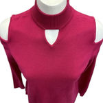 Susan Graver Pink Mock Neck Cold Shoulder Sweater XS Photo 0