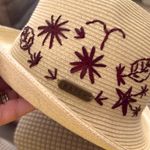 Hatch Cream & Brown Floral Rafia Embroidered Stingy Brim Adjustable Fedora OS Photo 1