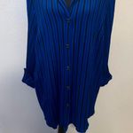Maggie Barnes Woman’s 28W Blue Two-Fer Blouse Set Striped Button Down Photo 2