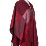 Woolrich Cozy Blanket Scarf Wrap Open Front Fringe Burgundy Pink Women One Size Photo 2