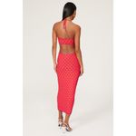 Solid & Striped  Kiana Red Geometric Knit Halter Cut Out Sleeveless Midi Dress M Photo 2