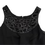 Slny  Dress Black Chiffon Beaded Neck Sleeveless Tiered Ruffle Cocktail 10 NEW Photo 8