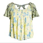 Free People ‎ Yellow Baja Babe Printed Cold Shoulder Short Sleeve Top Size XS Photo 1