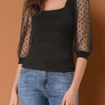 Allegra K BNWT  Black Sheer Sleeve Top Photo 0