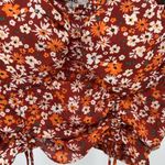 Madden NYC Junior's Shirred floral Print Peasant Top L Puff sleeve smocked Orange Size undefined Photo 7