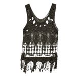 it's our time Crochet Tank Top Fringe Sleeveless Festival Boho Olive Green M Photo 1