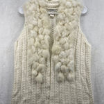 Avalin Sweater Vest Faux Fur Collar Wool Blend Sleeveless Knit Ivory M White Size M Photo 0