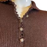 Vintage 60s Goldworm Knit Ribbed Crochet MIDI Chocolate Brown Sweater Dress XS Photo 15